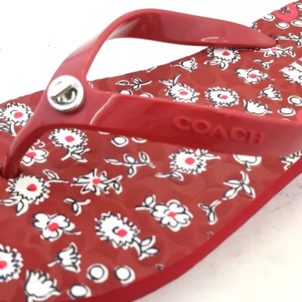 NWOB 💖 Coach Women's Abbigail Red Flip Flops - Picture 4 of 5